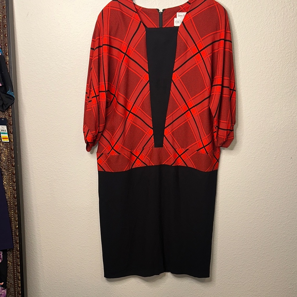 Elegant Red Plaid‎ Long Sleeve Dress